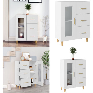vidaXL Dressoir 69,5x34x90 cm bewerkt hout wit - Dressoir - Dressoirs - Kast - Wandkast
