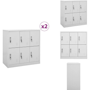 vidaXL Lockerkast - Lockerkasten - Locker Kast - Locker Kasten - Lockerkasten 2 st 90x45x92,5 cm staal lichtgrijs