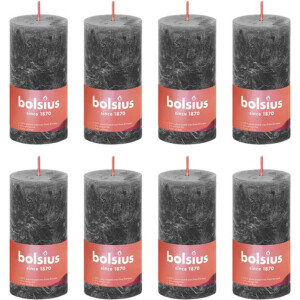 Bolsius Stompkaarsen Shine 8 st rustiek 100x50 mm stormgrijs