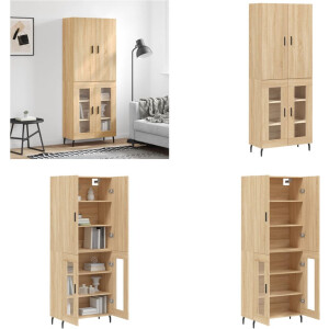 vidaXL Hoge kast 69-5x34x180 cm bewerkt hout sonoma eikenkleurig - Hoge Kast - Hoge Kasten - Dressoir - Buffetkast