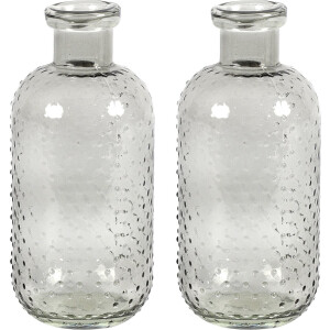 Countryfield Bloemenvaas Cactus Dots - 2x - grijs transparant - glas - D11 x H24 cm