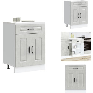 vidaXL Keuken Onderkast - Keuken Onderkasten - Spoelbak Onderkast - Gootsteen Onderkast - Keuken onderkast Kalmar bewerkt hout betongrijs