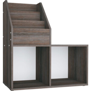 vidaXL - Kindertijdschriftenrek - 71x30x78,5 - cm - hout - grijs - en - eikenkleur