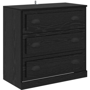 vidaXL - Dressoir - met - lade - Zwart - Eiken - 70 - x - 35,5 - x - 67,5 - cm - Bewerkt - hout