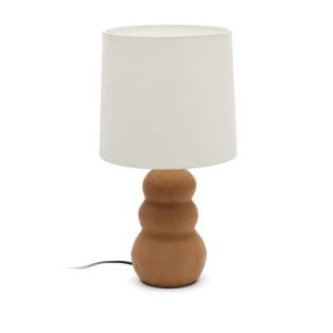 Kave Home - Madsen-tafellamp van terracotta met witte lampenkap
