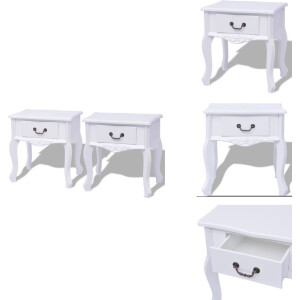 vidaXL Nachtkastje - Nachtkastjes - Ladekast - Ladekasten - Nachtkastjes 2 stuks MDF wit