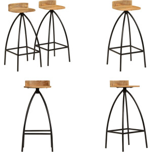 vidaXL Barkrukken 2 st massief mangohout - Barstoel - Barstoelen - Barkruk - Barkrukken