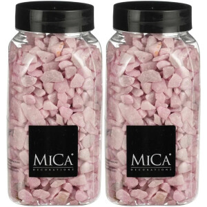 Mica Decorations decoratie steentjes - 2x - roze - 1 kilo - 650ml - hobby steentjes
