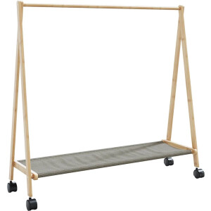 vidaXL - Kledingrek - met - schappen - en - wielen - 106x34x106,5 - cm - bamboe
