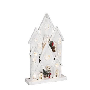 House of Seasons Huis Decoratief Object - 26x8x43 cm - Hout - Wit