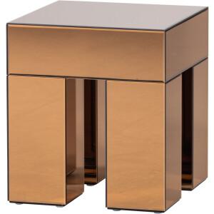 WOOOD Mirrox Bijzettafel - Hout/Spiegelglas - Bruin - 50x45x45