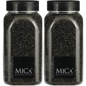 Mica Decorations decoratie stenen/granulaat - 2x - 650ml - antraciet - hobby steentjes