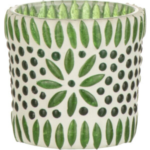 J-Line windlicht Bram - glas - groen - small - 4 stuks