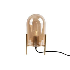 Leitmotiv - Tafellamp Glass Bell - Amber bruin, Goud frame - 30x16cm