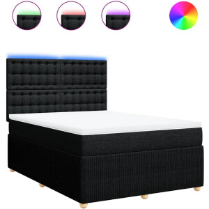 vidaXL - Boxspring - met - matras - stof - zwart - 140x200 - cm
