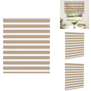 vidaXL Zebra Jaloezie - Zebra Jaloezieën - Zebra Rolgordijn - Dubbel Rolgordijn - Zebra Blind 130x100 cm stofbreedte 125,9 cm polyester zandbruin