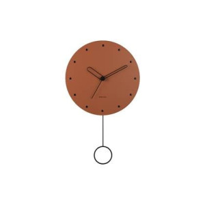 Karlsson - Wall clock Studs pendulum wood burned orange