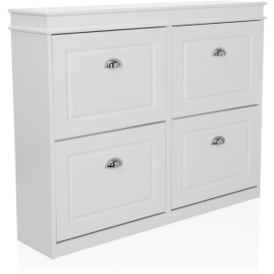 Schoenenkast / schoenenrek ESTHA 4 104x24x82 cm 4 schoenenklappen wit hjh LIVING