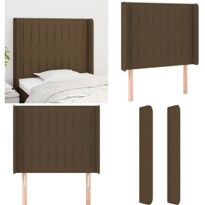 vidaXL Hoofdbord met randen 103x16x118/128 cm stof donkerbruin - Hoofdbord - Hoofdborden - Hoofdeinde - Houten Hoofdbord