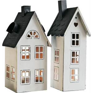 LOBERON Lantaarn set van 2 Gunar antiekwit/zwart