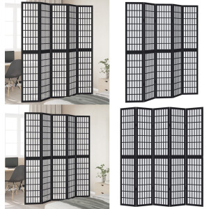 vidaXL Kamerscherm met 5 panelen massief paulowniahout zwart - Kamerscherm - Kamerschermen - Privacy Scherm - Privacyscherm