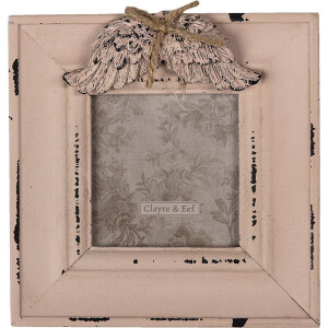 Clayre & Eef Fotolijst 7x7 cm Roze MDF Vleugels