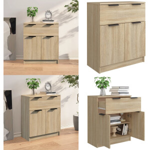 vidaXL Dressoir 60x30x70 cm bewerkt hout sonoma eikenkleurig - Dressoir - Dressoirs - Kast - Wandkast