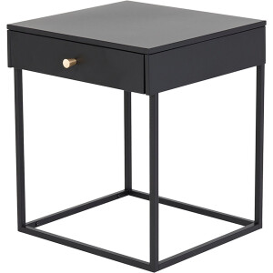 Nest living Lewis Nachtkastje Zwart - Metaal - Met Lade - Industrieel - Modern - 43 x 41 x 50 cm