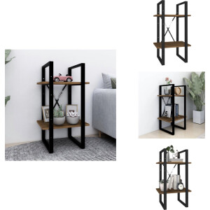 vidaXL - Boekenkast - 2-laags - 40x30x70 - cm - bewerkt - hout - bruin - eikenkleur
