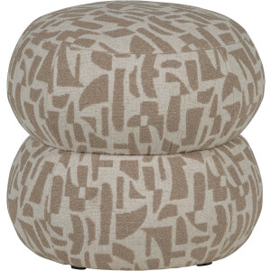 WOOOD Anic Poef - Polyester - Grafisch Patroon - Zand - 40x43x43