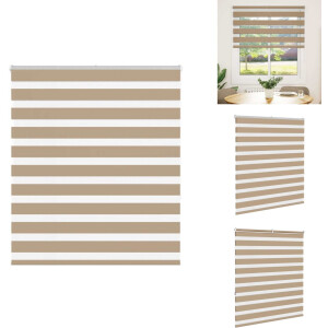 vidaXL Zebra Jaloezie - Zebra Jaloezieën - Zebra Rolgordijn - Dubbel Rolgordijn - Zebra Blind 125x150 cm stofbreedte 120,9 cm polyester zandbruin
