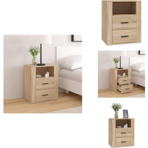 vidaXL Nachtkastje - Nachtkastjes - Nacht Kastje - Kastje - Nachtkastje 50x36x60 cm bewerkt hout sonoma eikenkleurig