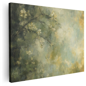 Artaza Canvas Schilderij Abstract Groen Met Goud - Kunst - 40x30 cm - Klein - Wanddecoratie Woonkamer - Schilderijen - Muurdecoratie