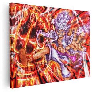 Artaza Canvas Schilderij Monkey D Luffy - 40x30 cm - Wanddecoratie One Piece Anime - Muurdecoratie Jongens Kamer - Kamer Accessoires