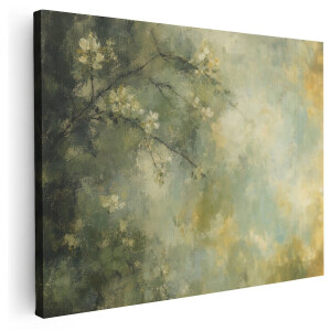 Artaza Canvas Schilderij Abstract Groen Met Goud - Kunst - 160x120 cm - Groot - Klein - Wanddecoratie Woonkamer - Schilderijen - Muurdecoratie
