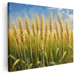 Artaza Canvas Schilderij Korenveld - 160x120 cm - Groot - Wanddecoratie Natuur - Muurdecoratie Landelijk Landschap - Schilderijen Op Canvas Goud