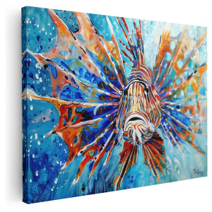Artaza Canvas Schilderij Lionfish - Dieren - 160x120 cm - Groot - Wanddecoratie Woonkamer - Schilderijen - Muurdecoratie