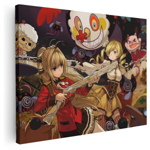 Artaza Canvas Schilderij Anime Meisjes - 80x60 cm - Wanddecoratie Madoka Magica - Muurdecoratie Surrealisme - Schilderijen Op Canvas