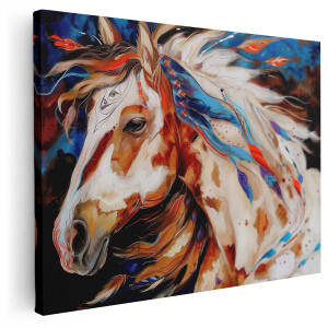 Artaza Canvas Schilderij Paard met Veren - Dieren - 160x120 cm - Groot - Wanddecoratie Woonkamer - Schilderijen - Muurdecoratie