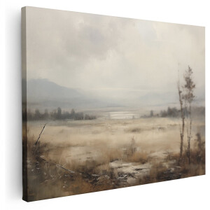Artaza Canvas Schilderij Landschap - 120x90 cm - Wanddecoratie Mistig Berglandschap - Muurdecoratie Landelijk - Decoratie Natuur Woonkamer