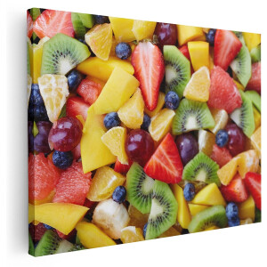 Artaza Canvas Schilderij Diverse Kleurrijke Fruit Achtergrond - 160x120 cm - Groot - Wanddecoratie Woonkamer - Schilderijen - Muurdecoratie