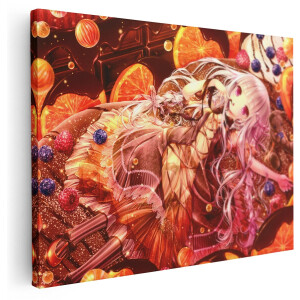 Artaza Canvas Schilderij Anime Meisje - 160x120 cm - Groot - Wanddecoratie Slaapkamer - Muurdecoratie Zoete Wereld - Schilderijen Op Canvas Fruit