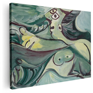 Artaza Canvas Schilderij Abstract Picasso Bather - 160x120 cm - Groot - Wanddecoratie Vrouw - Muurdecoratie Modern - Schilderijen Op Canvas - Groen