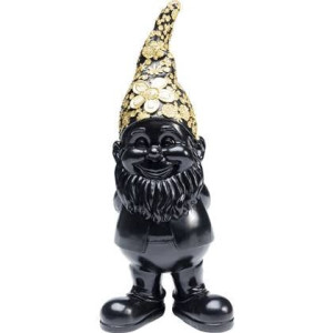 Kare Design Decofiguur Gnome Standing Black Gold 30cm