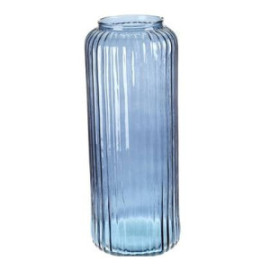Excellent Houseware Vaas - glas - blauw - 15 x 37 cm