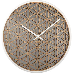 NeXtime Bella Mirror – Wandklok – 50 cm – Hout/Spiegel – Wit