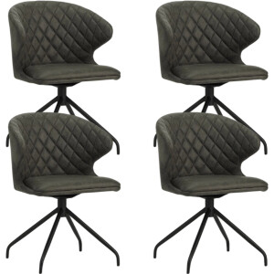 Dimehouse Set van 4 Draaibare Eetkamerstoelen Eloi Antraciet - Stof - Industrieel