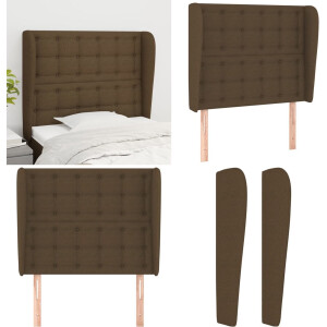 vidaXL Hoofdbord met randen 93x23x118/128 cm stof donkerbruin - Hoofdbord - Hoofdborden - Hoofdeinde - Houten Hoofdbord
