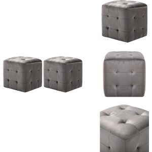 vidaXL Nachtkastje - Nachtkastjes - Kastje - Kastjes - Nachtkastjes 2 st 30x30x30 cm fluweel grijs