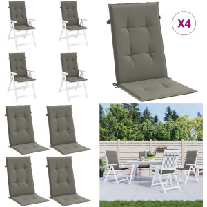 vidaXL Stoelkussens 4 st hoge rug 120x50x4 cm stof donkergrijs - Kussen - Kussens - Zitkussen - Stoelkussen